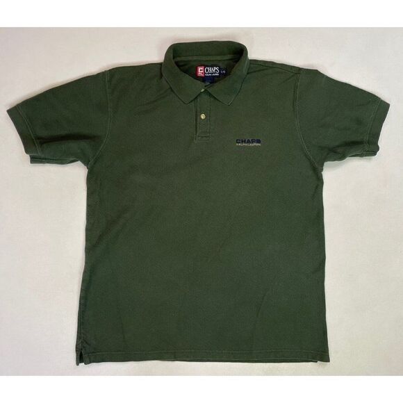 VINTAGE Chaps Ralph Lauren Polo Shirt Men Large Green Short Sleeve 90s - Picture 1 of 5